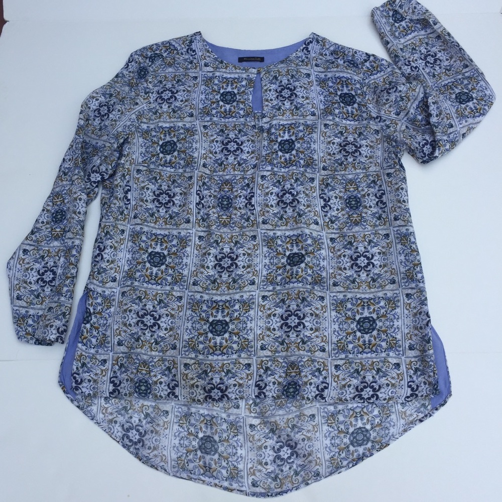Massimo Dutti high low blue Tunic Top